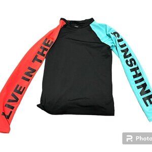 Girls Long Sleeve Swim Top Rash Guard Size M (7/8) EUC